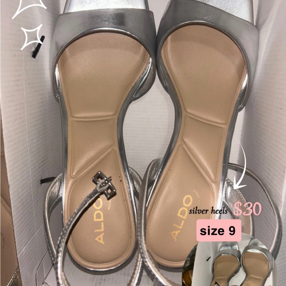 Aldo Metallic Silver/ gold Heels + boys fancy shoes